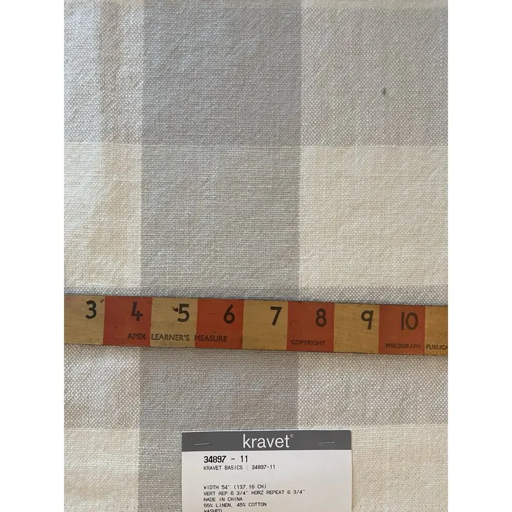 Kravet Windowpane Plaid Linen plus quilted Black White Grey Plaid Print 25